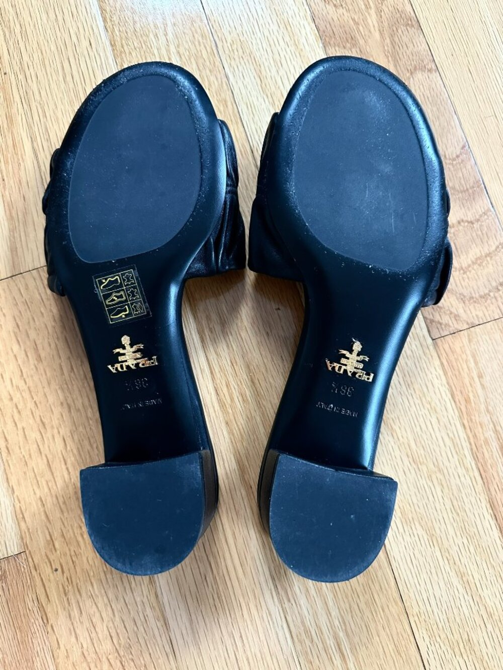 Prada Black 35mm Matelasse Nappa Leather Block Heel Sandals - Size 36.5 - Picture 7 of 8